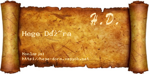 Hege Dóra névjegykártya